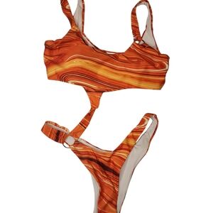 Women's Orange Swirl Bikini Set
